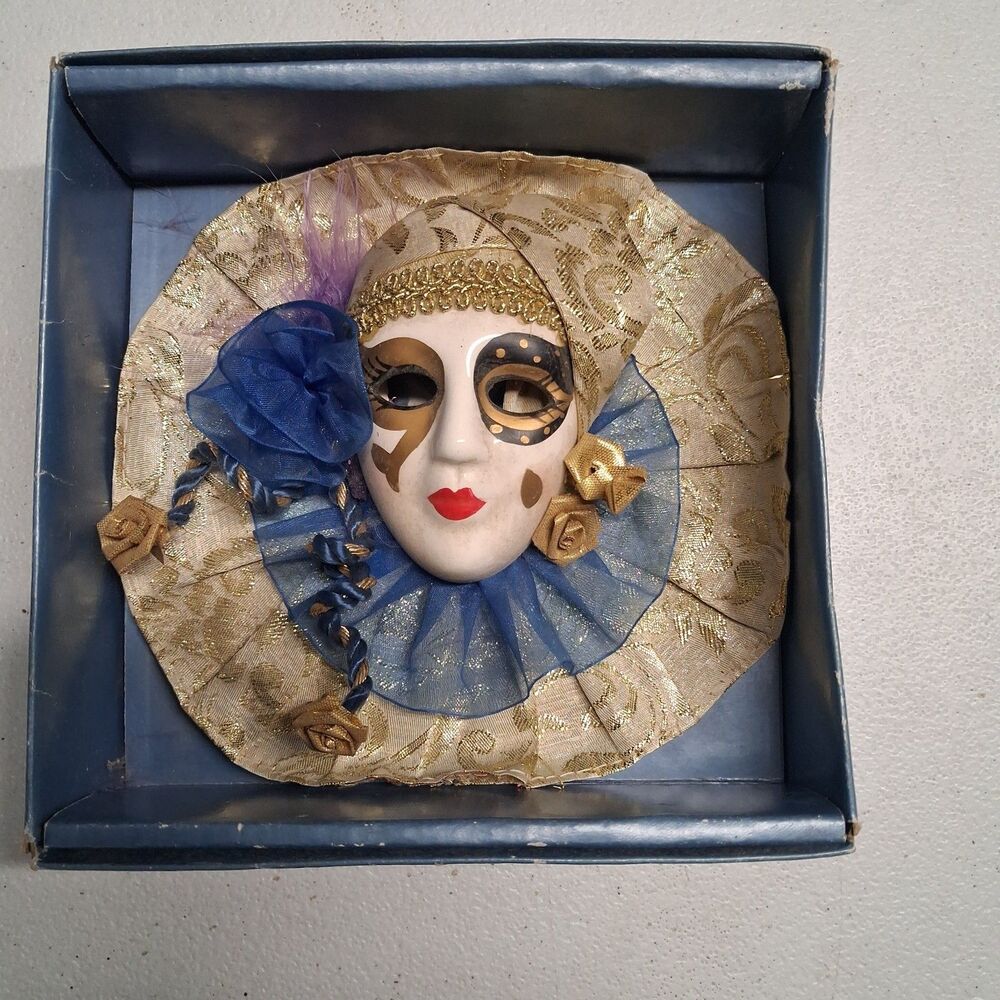Dolomite Mask Collection Mask Blue & Gold 2000 by Timeless Treasures
